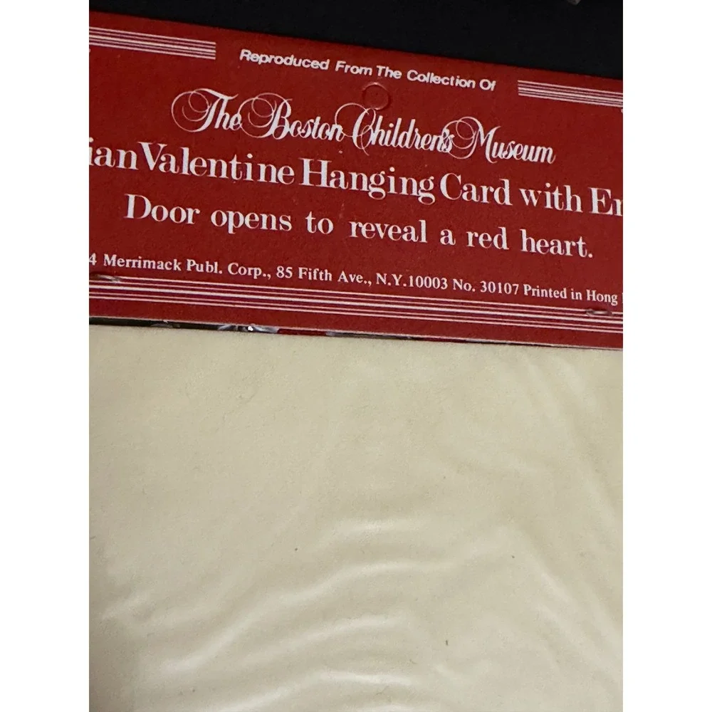 1984 Merrimack Victorian Valentine Hanging Card Cherub Angel Boston Museum New